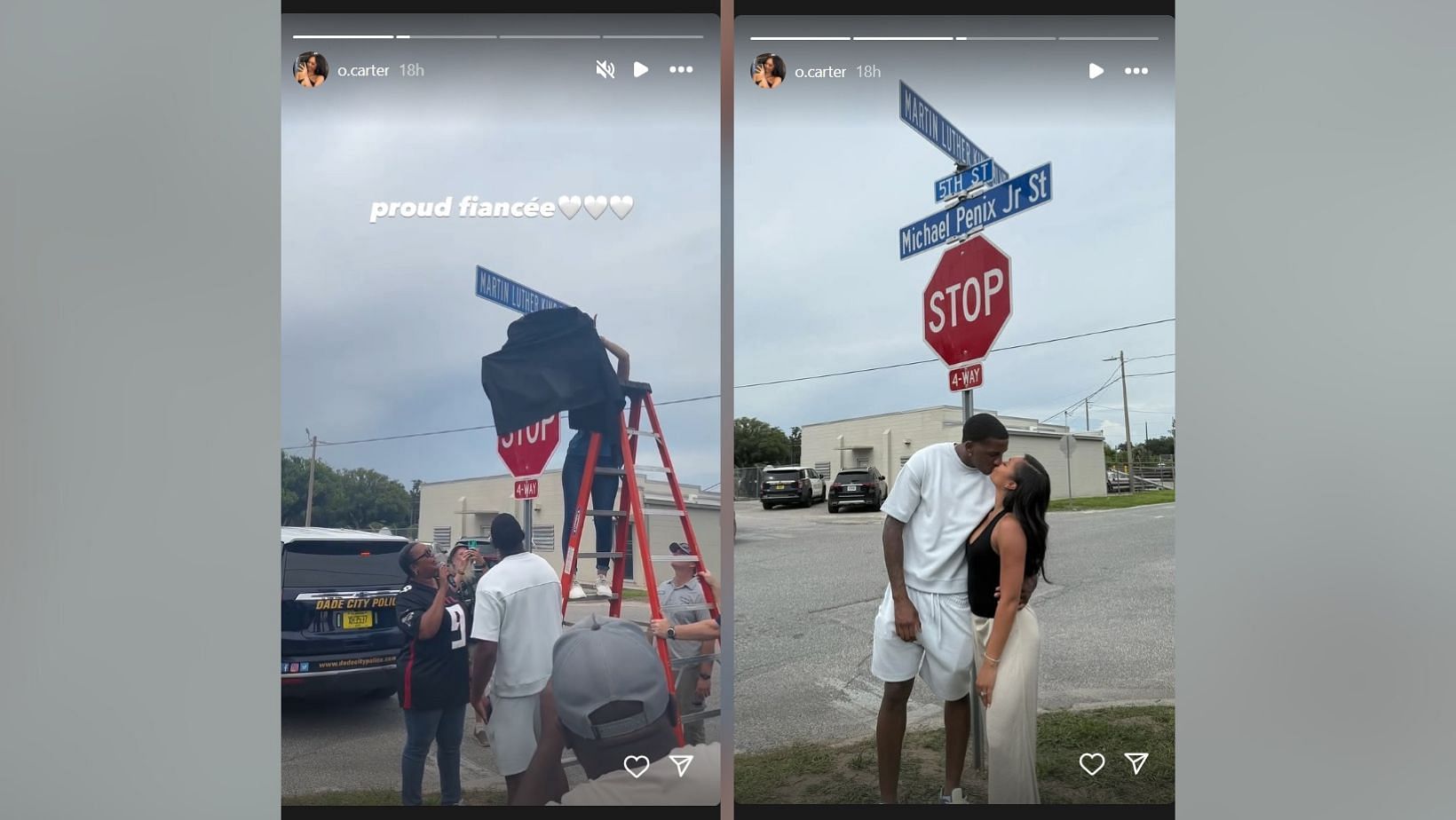 Michael Penix Jr.'s fiancée Olivia Carter reacts as Dade City names street after Falcons QB (Image Credit: Carter/IG)